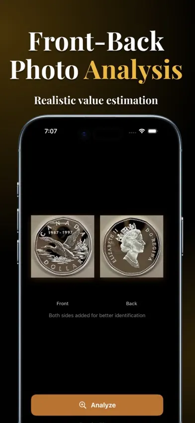 Coinara camera screen framing a coin