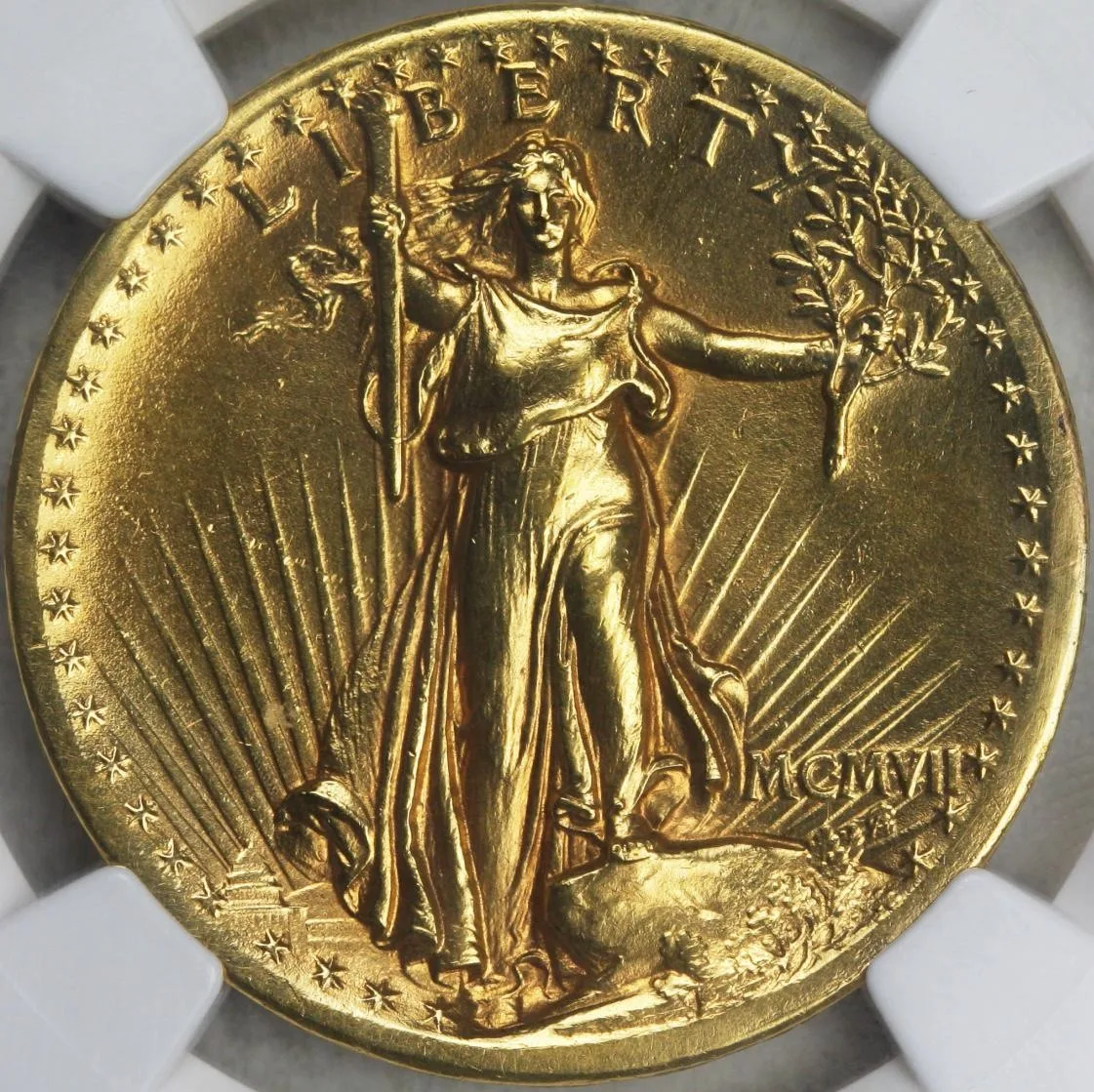1907 $10 Indian Head with unique wire rim design