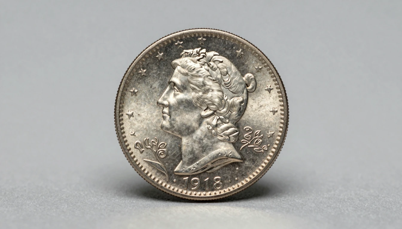 Close-up of 1918/7-S SLQ showing the overdate clearly