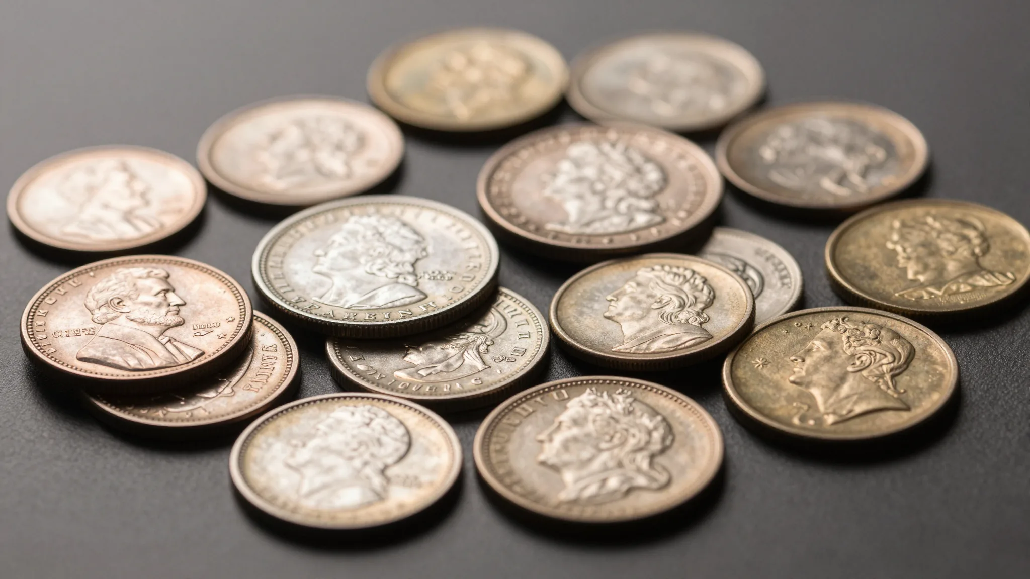 Coin identifier app showing assorted US, world and ancient coins ready for instant photo identification