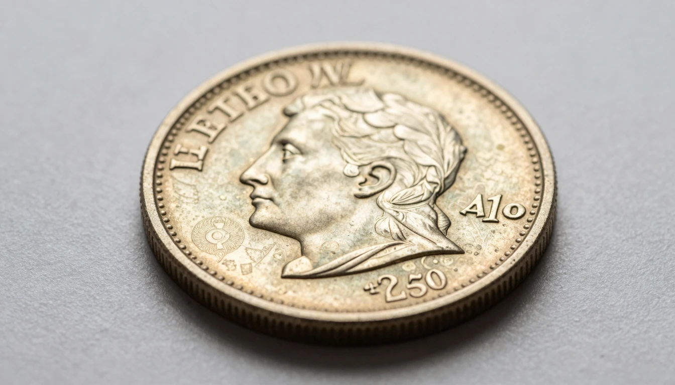 Color Variance in Metal numismatic photograph capturing unique die markers and surface texture