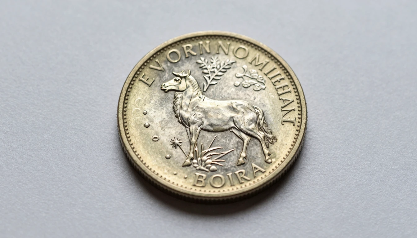 Close-up of environmental corrosion on a counterfeit toonie.