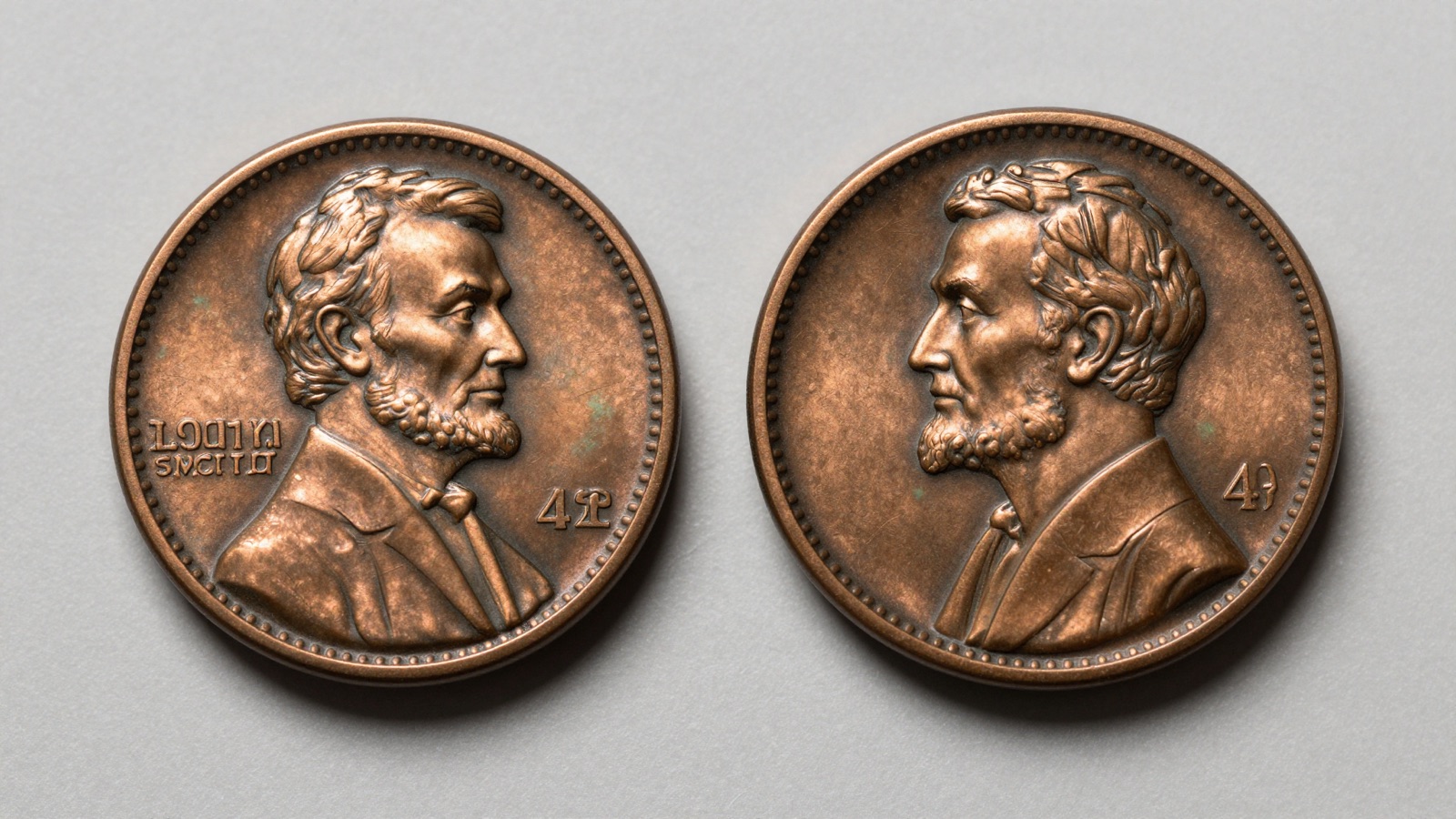 Rare 1943 bronze Lincoln cent displayed on neutral studio surface showing sharp wheat reverse detail and patina