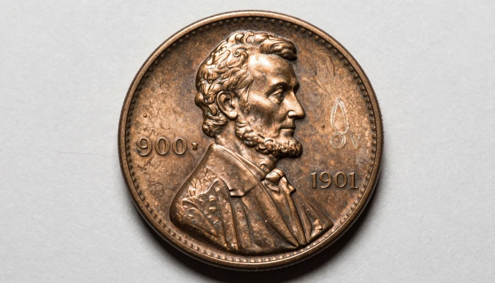 Genuine 1909-S VDB Lincoln cent reverse showing wheat ears and VDB initials in sharp macro detail