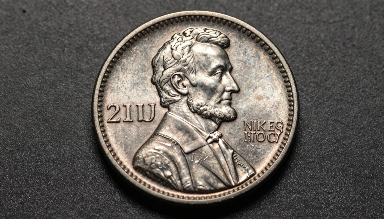 Close-up macro photo of a rare Lincoln cent error coin on a dark studio surface representing viral Reddit coin finds