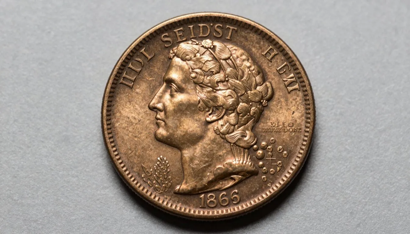 Authentic 1864 bronze Indian Head cent and a Civil War storecard token displayed on a neutral studio surface