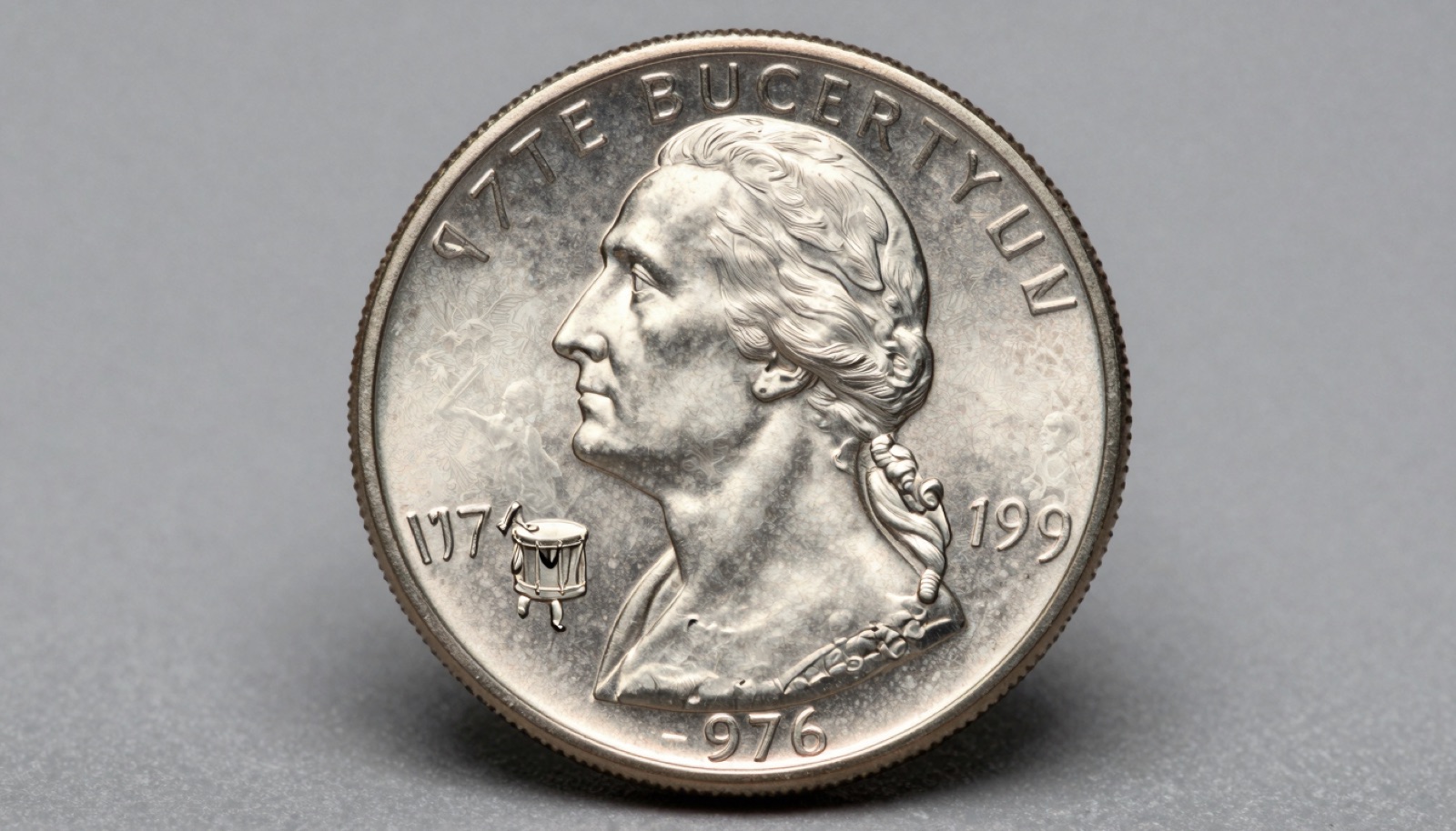 1776-1976 Bicentennial Washington quarter reverse showing colonial drummer boy design in sharp macro studio detail