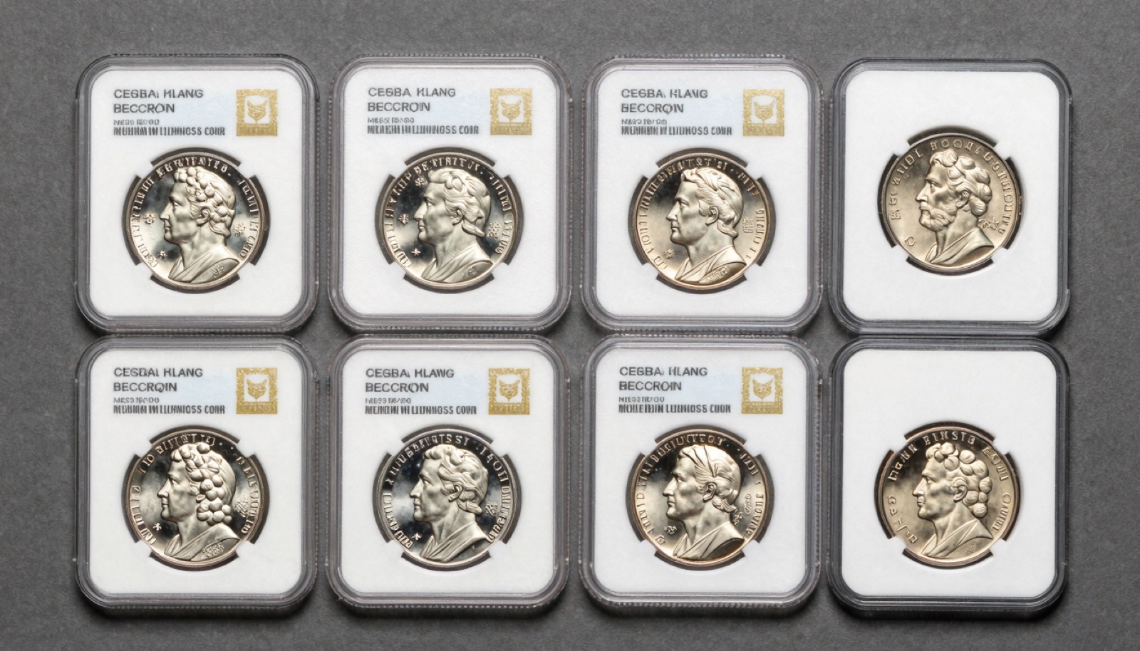 Sealed US proof set and uncirculated mint set displayed side by side on neutral studio surface